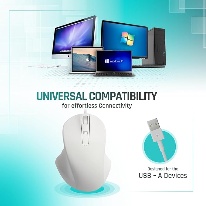 Matias Wired USB-A PBT Premium Computer Mouse Proven Performance Ergonomic Mouse Left Right Hand Use Home and Office Use Compatible for PC MacBook Chromebook Laptop Desktop - (White)
