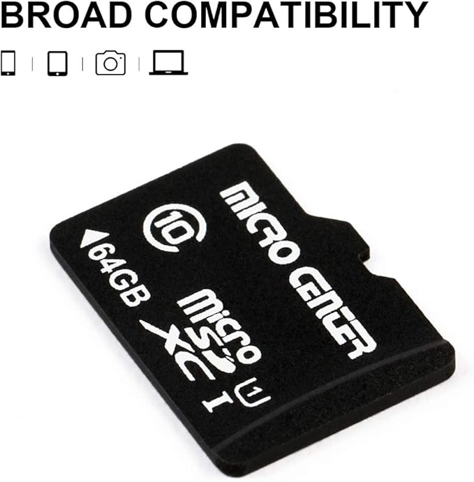 Micro Center 64GB Class 10 MicroSDXC Flash Memory Card 10 Pack with Adapter for Mobile Device Storage Phone Tablet Drone &amp Full HD Video Recording - 80MB/s UHS-I C10 U1 (10 Pack)