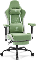 Gaming Chair Breathable FabricComputer Office Chair with FootrestMassage Lumbar Support and Gel PadErgonomic Reclining Gamer Chair with Adjustable Armrests and Spring Cushion Green