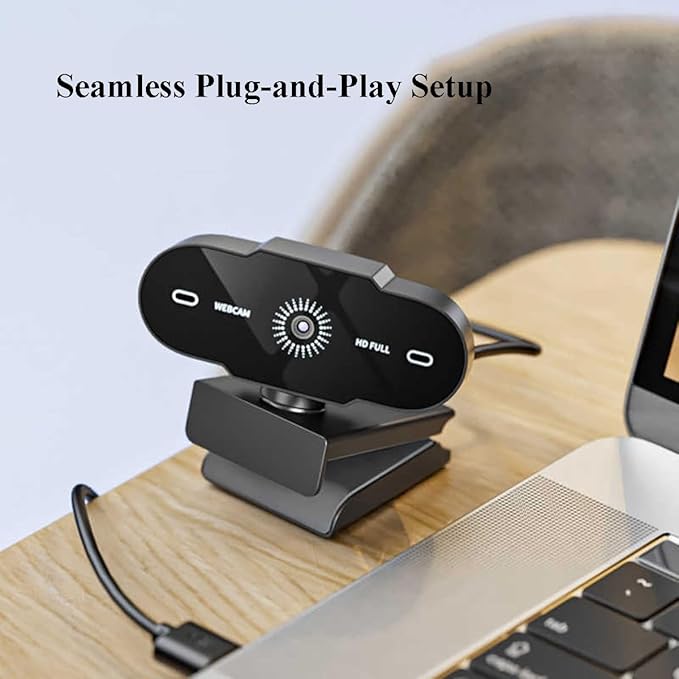 GIZNXBA 1080p Webcam for PC Laptop Desktop Computer USB Webcam with Microphone Streaming Camera HD Light Correction 120° Wide-Angle Lens Plug &amp Play for Meeting