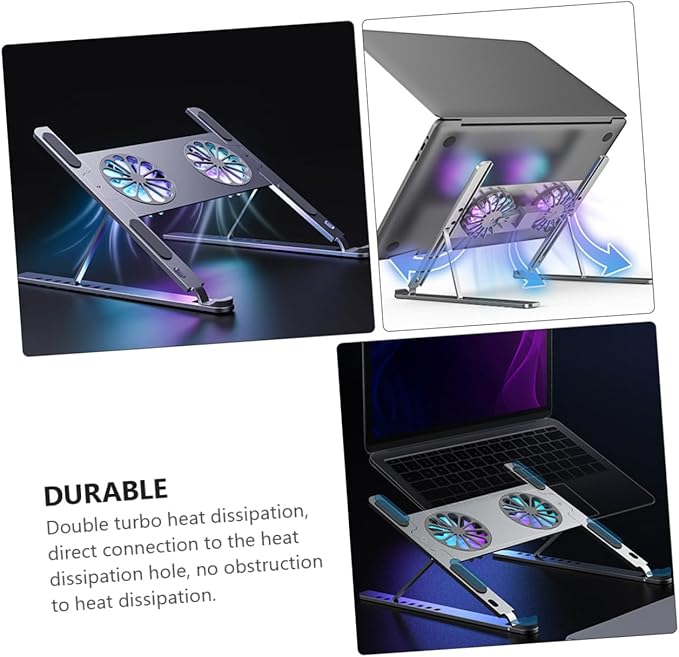 Artibetter Colorful Led Laptop Cooling Pad Stand High Wind Volume Fan for Gaming and Work Mute Angle Height Efficient Heat Dissipation