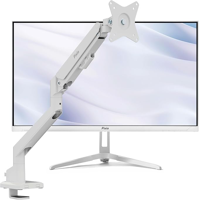 Pixio PX246 Wave White 24 inch 120Hz Refresh Rate FHD 1080p Resolution IPS Panel 4ms GTG Response Time Gaming Monitor PS1S Wave White Single Monitor Arm
