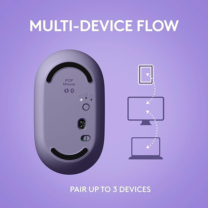 Logitech POP Mouse Wireless Mouse with Customizable Emojis SilentTouch Technology Precision/Speed Scroll Compact Design Bluetooth Multi-Device OS Compatible - Cosmos