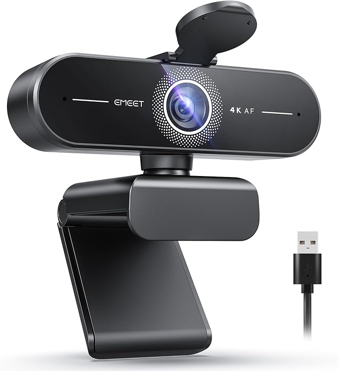 EMEET C60E 4K Webcam for Streaming &amp Gaming – PDAF Autofocus Dual Mics Live Streaming Camera with Auto Light Correction Plug &amp Play USB Webcam for PC &amp Mac