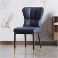 Adjustable Office Computer Chair with Armrest 1pcs Leather Finish Dining Chair with Backrest Sleek Black Legs with Gold Trim(Dark Blue)