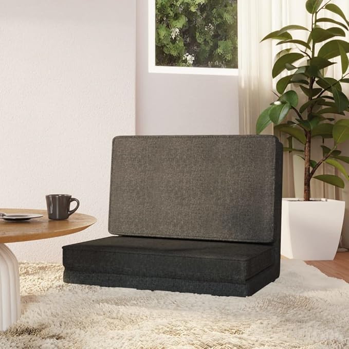 Folding Floor Chair Folding Gaming Sofa Chair Floor Sofa Lazy Sofa Lounge for Playing Reading Meditating Room Recliner Dark Gray Fabric -35