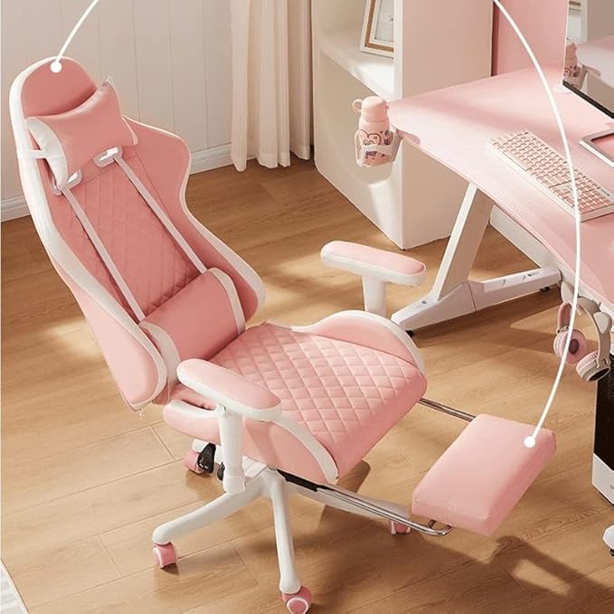 Office Chair Gaming Chair Computer Chair Ergonomic Leather Chair Girls Home Office Comfortable Game Swivel Chair Gamer Live Computer Chair (Color : D Size : Talla �nica)