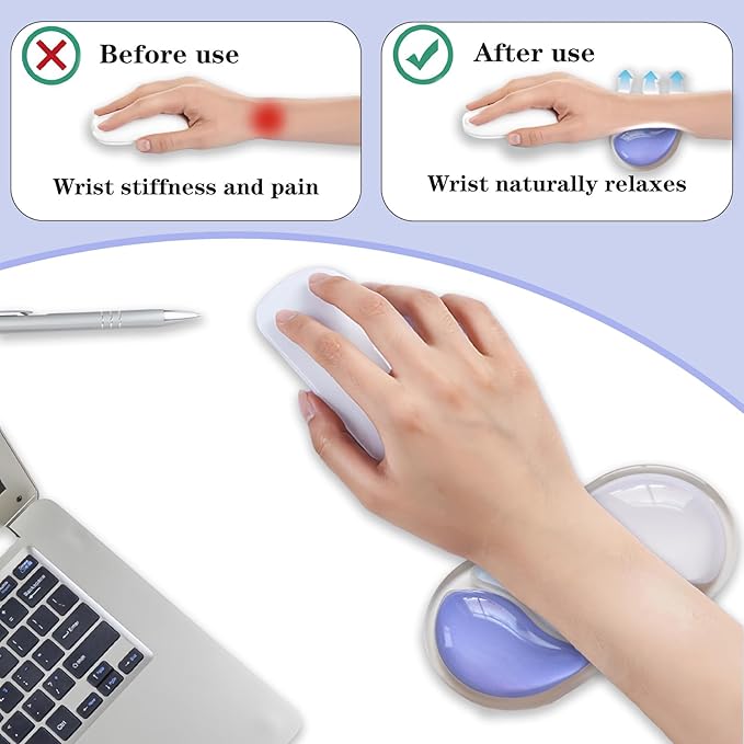 Ergonomic Keyboard Wrist Rest Gel Wrist Rest for Keyboard and Mouse Wrist Support and Keyboard Pad for Typing Pain Relief Anti-Slip Base Suitable for Office Laptop Computer Gaming (Blue)