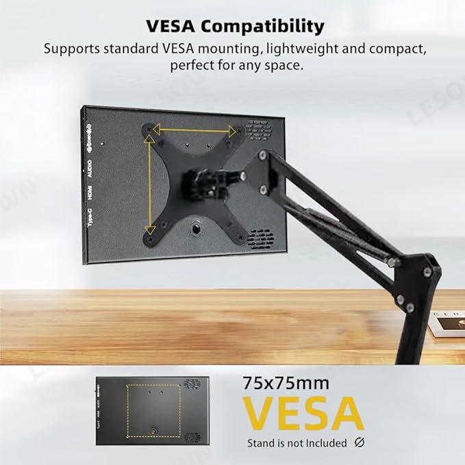 7 inch mini Small Monitor HD IPS 1024x600 LCD Screen 7inch USB C Portable Monitors External Display for Phone Laptop PC Build in Speakers (P70D)
