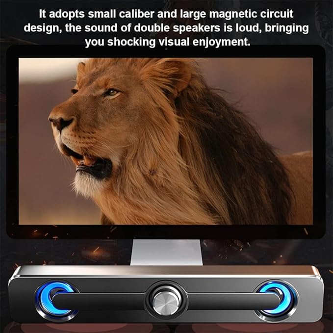 Computer Speaker 3W Wired Powerful Bar Stereo Subwoofer Bass Speaker Surround Sound Box for PC Laptop(OneColor)