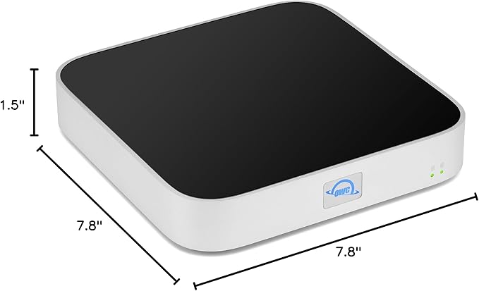 OWC miniStack STX Upgradable Storage Enclosure and Thunderbolt Hub/Mini Dock 4 USB-C Ports Supports 3.5 and 2.5 SSD HDD M.2 PCIe NVMe Upgrades. Works w/Mac Studio Mac mini and Other Devices