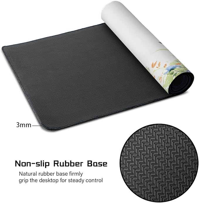 Color Flower Butterfly Leaf Large Mouse Pad Gaming Mousepad Desk Mat for Desktop Computer Keyboard Waterproof Mouse Mat Desk Pad with Non-Slip Base for Game School Office Home 35.4 x 15.7