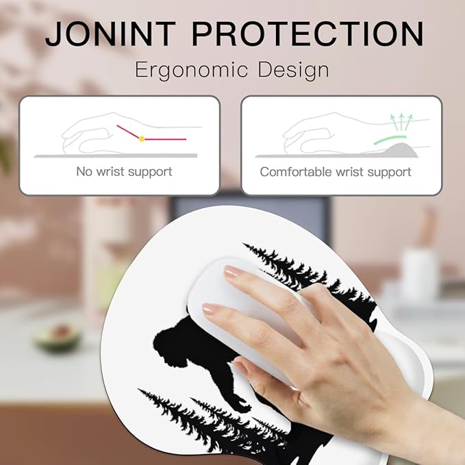 Mousepad Bigfoot Forest Sasquatch (2) Ergonomic Wrist Support Non-Slip Base Mouse Mat with Wrist Rest Computer Mousemat for Desk Work Accessories Pad