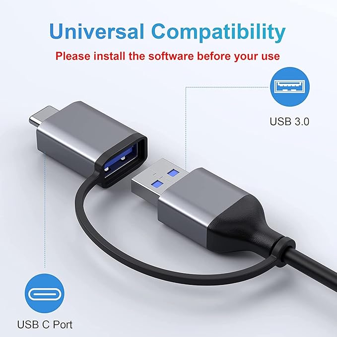 LIONWEI USB 3.0 to Dual HDMI Docking Station for Windows &amp macOS USB C Adapter 2 Monitor Splitter for MacBook Pro/Air/M1/M2/Dell/HP/Lenovo/Surface