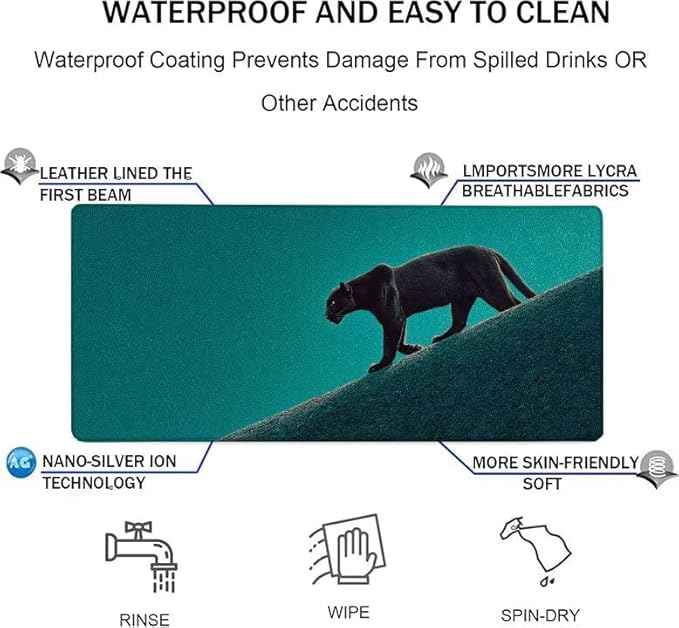 Mouse Pad XXL Leopard Animal Gaming Mousepad 31.5x11.8x0.12 inch Mousepad with Stitched Edgeswith Non-Slip Rubber Base Improved Precision and Speed Waterproof Protector Desk Accessories Gifts 0-7274