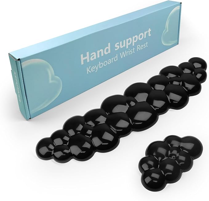 Gel Cloud Keyboard and Mouse Wrist Rest Cute Wrist Support and Arm Support Keyboard Rest for Keyboard and Mouse Typing Pain ReliefSuitable for Office/Computer/Laptop/Gaming (Transparent Black)