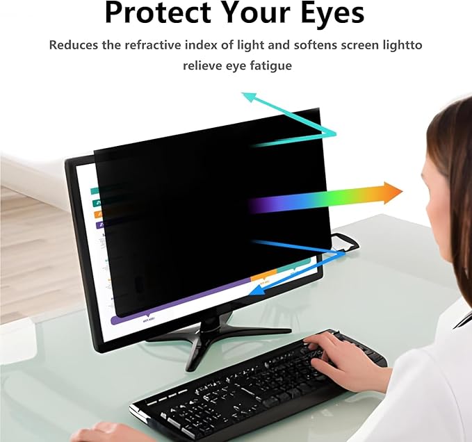 [2 Pack 27 Inch Computer Privacy Screen Shield for 16:9 Widescreen Desktop Monitor - Anti-Glare Blue Light Privacy Filters and Anti Spy Privacy Screen Protector Film