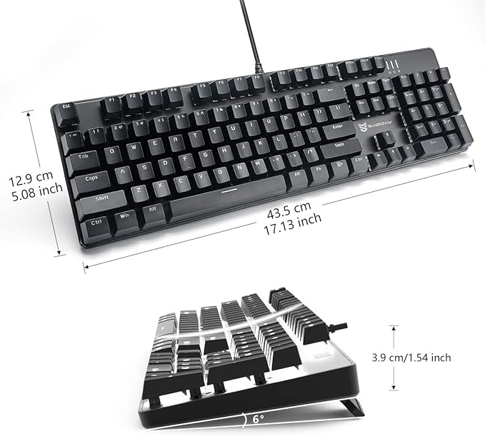 Qisan 104 Mechanical Keyboard for Gaming | Large Size USB White Backlit Gaming Keyboard Wired | US Layout Red Switches Hot Swappable Mechanical Clicky Keyboards Compatible with PC &amp Laptop