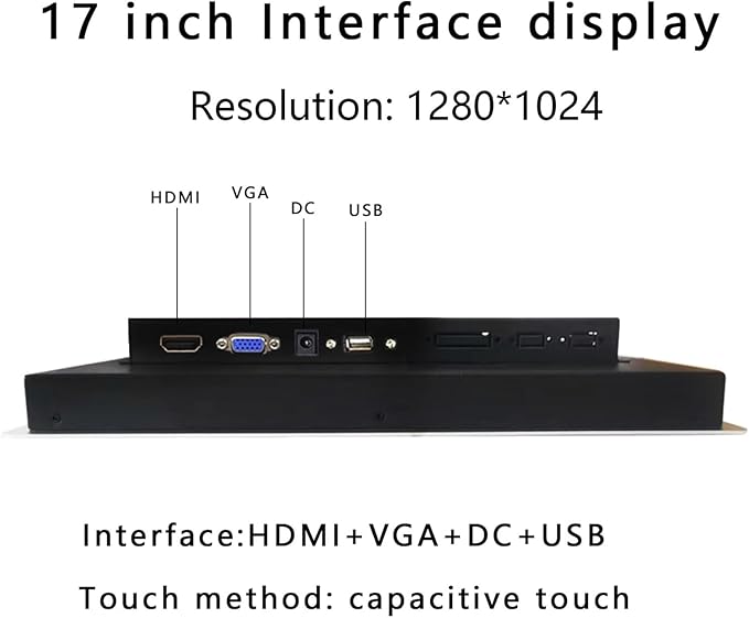 1pc 15 17 19 21.5 Inch Embedded Industrial Computer Monitor Display with Capacitive Touch Screen HDMI VGA DVI USB Interface(17 inch HDMI VGA)