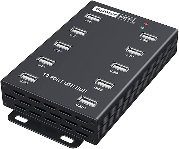 Sipolar-USB Hub- 10 Ports USB Data Hub-Industrial USB Powered Hub - USB 2.0 Hub for Mining Bitcoin Miner