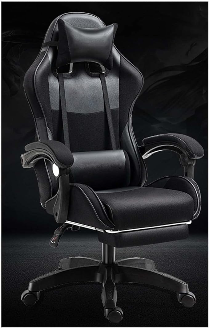 Gaming Chair Computer Chair Office Gaming Chairs for Adults Gamer Chair Racer Gaming Chair Leather Recliner w/Lumbar Support Black