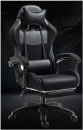 Gaming Chair Computer Chair Office Gaming Chairs for Adults Gamer Chair Racer Gaming Chair Leather Recliner w/Lumbar Support Black