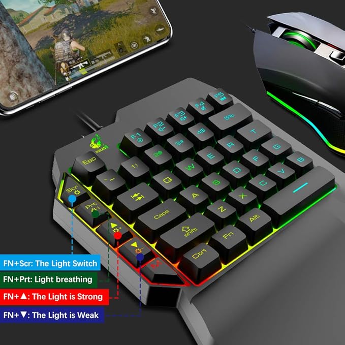 Gaming Keyboard and Mouse Combo Wired 39 Keys Mechanical Feeling Rainbow LED Backlit Keyboard and RGB Gaming Mouse and LED Backlit Converter Compatible with PS4/Xbox One/Nintendo Switch/PS3 /PC