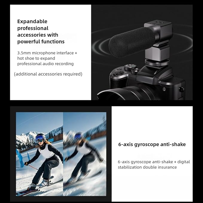 Diyeeni 8K Digital Camera 88MP HD Dual Lens 16X Zoom WiFi Webcam with 3.2 Inch Touchscreen Flash Lens Hood for Photography Selfie Video Streaming