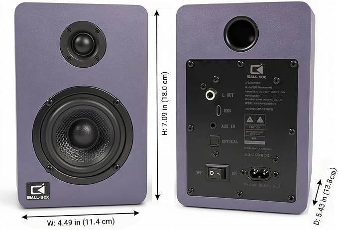 60W Desk Speakers for PC Bluetooth 5.3 DSP 24-Bit Optical USB-C/AUX Silk-Dome Tweeter Carbon-Fiber Driver for Laptop/Mac/Monitor (Slate Blue)