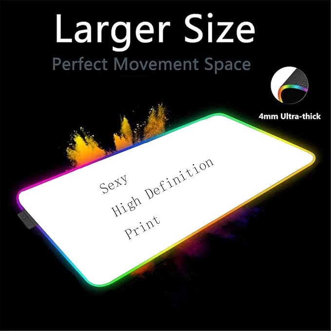 RGB Mouse Pad Sexy Anime Gaming LED Mouse Pad XXL Gamers Colorful USB Laptop Keyboard Pad Gaming Desk Sexy Butt Breasts Chest (35.43x15.74 inche)
