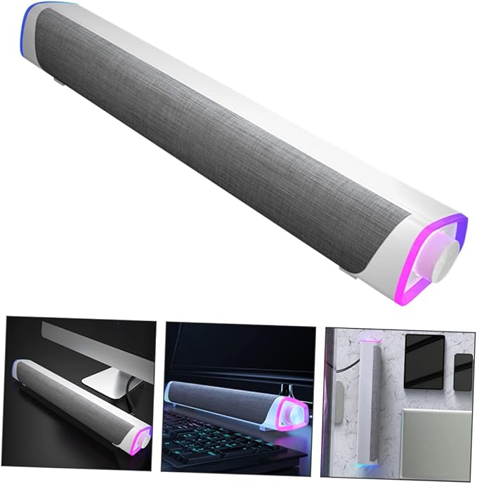 Homoyoyo Surround Soundbar Audio Speaker for Desktop Computer Compact Dual Speaker Sound Bar for Use Stylish Design Space-Saving Sound Output