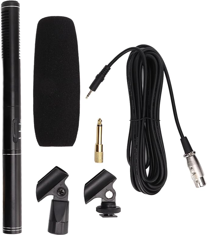 Sensitivity Microphone for Meetings and Interviews Wide Frequency Response Black Metal
