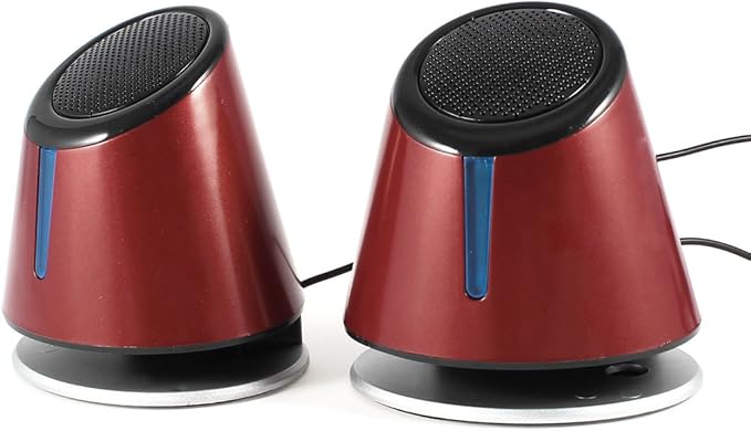 Pair Portable Table Stand 3.5mm USB 2.0 Laptop Mini Speaker Red
