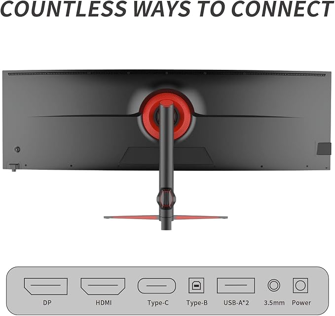 YOGAES 49 Inch 5K Wide Dual QHD (5120x1440) IPS Surface Game Display 49 Inch montior. HDR 400 Hidden Inside USB-C VESA100*100mm Tilt Height Adjustment Possible G-Sync (75hz)