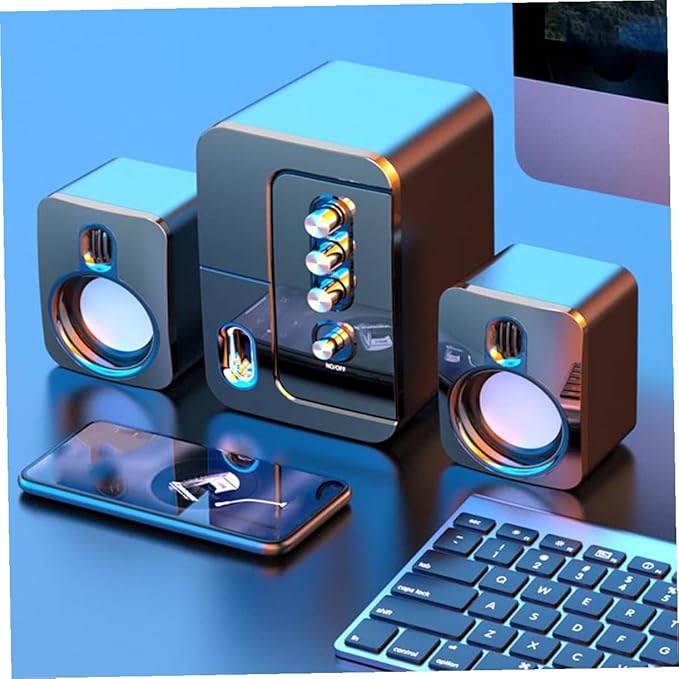 USB Laptop Desktop Speaker 3D Surround Sound Compact Computer Speaker with Bass Subwoofer Black for Home Office Use
