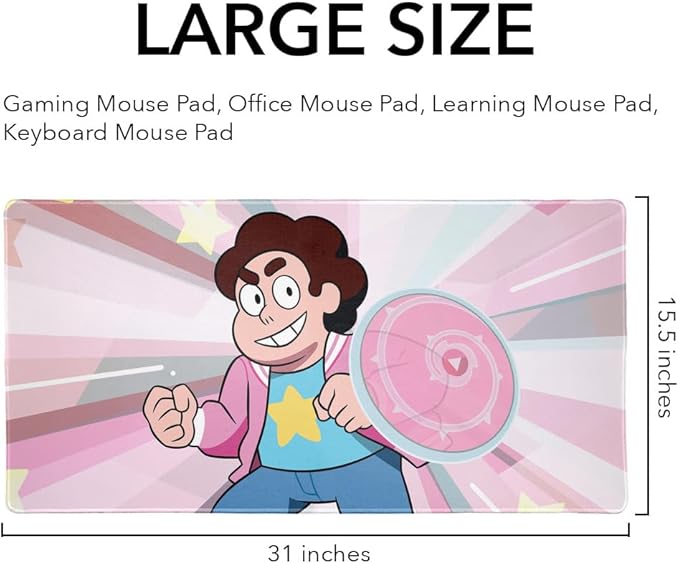 Steven Universe Steven Shield Large Gaming Mouse Pad Desk Mat with Stitched Edges Non-Slip Base for Gamer Home and Office 31.5 x 15.7