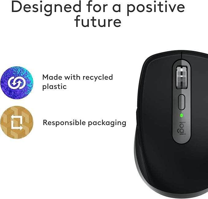 Logitech MX Anywhere 3S for Mac Compact Wireless Bluetooth Mouse 8K DPI Any-Surface Tracking Quiet Clicks USB C Wireless Mouse for MacBook Pro MacBook Air iMac iPad - Space Grey