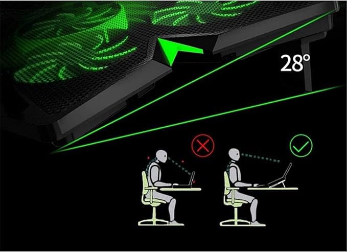 Laptop Cooling Pad 15.6-17 inch Gaming Laptop Cooler Pad with 4 Big Quiet Cooling Fans Notebook Cooler Fast Heat Dissipation The Wind Speed Adjustable Dual USB 2.0 Ports