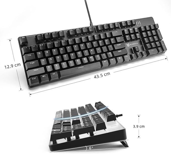 Mechanical Keyboard Gaming Keyboard | Red Switch White Backlit Keyboard | 104 Keys US Layout | Wired Gaming Keyboard | Hot Swappable Mechanical Keyboard | PC Gaming Keyboards (Black)