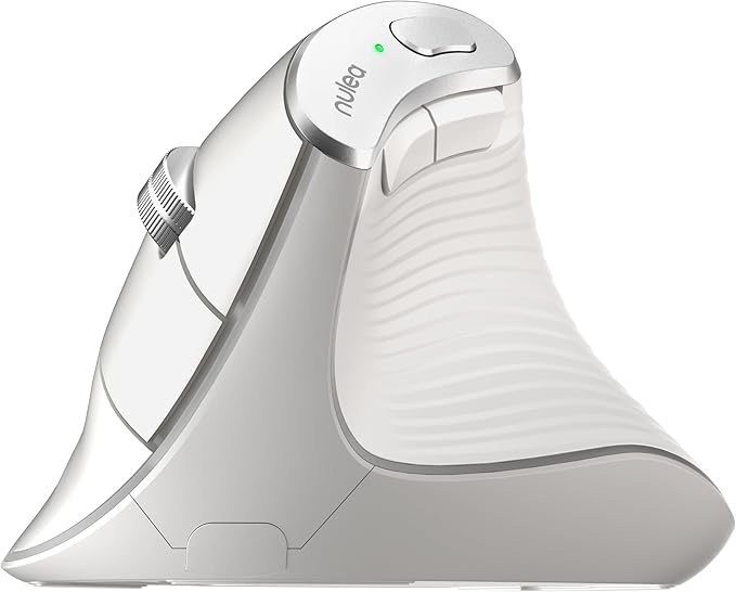 Nulea M510 Vertical Mouse Wireless Ergonomic Mouse for Comfy Tracking 3 Adjustable DPI (800-1200-1600) 2.4G Wireless Vertical Mouse with 6 Buttons Compatible with Windows Mac OS Laptop White