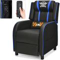 Gaming Recliner Movie Theater Chair w/Adjustable Backrest &amp Footrest Massage Lumbar Pillow Racing Single Sofa PU Leather Reclining Chair for Gaming Room Home Theater (Blue)