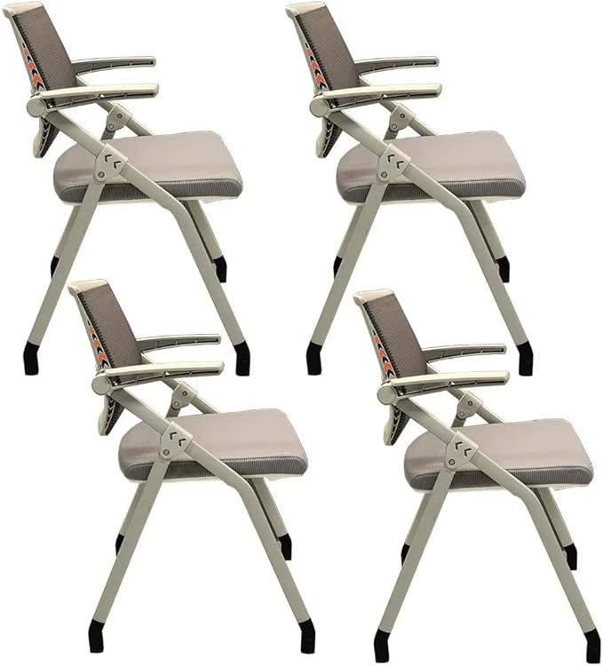 【4 Pack】 Comfortable Home Office Foldable Office ChairFolding Office Desk Chairs for Bedroom with Padded Seats Small SpacesGaming Ergonomic Foldable armrest360 Degree RotationGrey