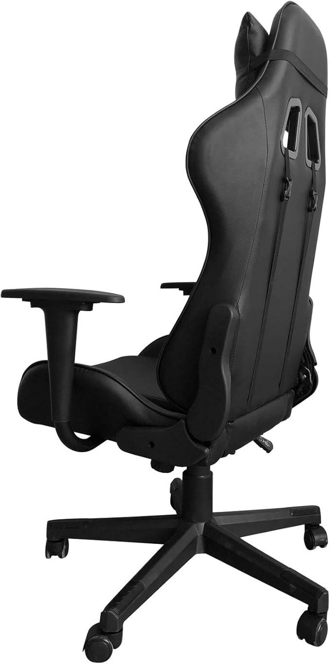 Modern-Depo Gaming Chair with Headrest and Lumbar Support Height Adjustable Swivel Office Chair High-Back Recliner Black