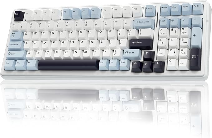 AULA F99 Wireless Mechanical Keyboard Hot Swappable Custom KeyboardPre-lubed Linear SwitchesGasket StructureRGB Backlit Gaming Keyboard (Blue&ampWhite) (Renewed)