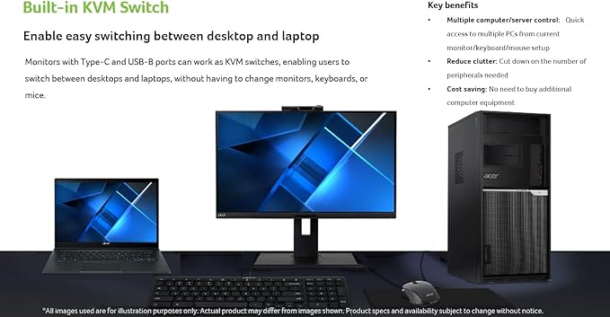 acer CB273U bemipruzx 27 WQHD 2560 x 1440 IPS Professional Docking Monitor with AMD FreeSync | Delta E&lt1 | 99% sRGB | HDR10 | TUV/Eyesafe | Display Port HDMI 2.0 USB Type-C Ethernet &amp USB P