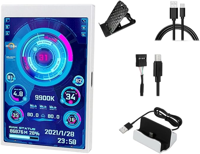Portable 3.5inch Extended Monitor Secondary Screen Display Screen USB Full View Computer Accessories CPU Temperature
