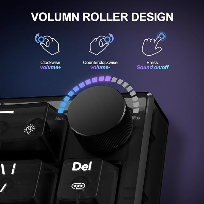 X83 Wired Gaming Keyboard with Volume Knob60 Percent Mechanical Keyboard Gasket Mount RGB Backlit with SoftwareMini Keyboards with 66 Keys Hot Swappable Red SwitchTranslucent Black