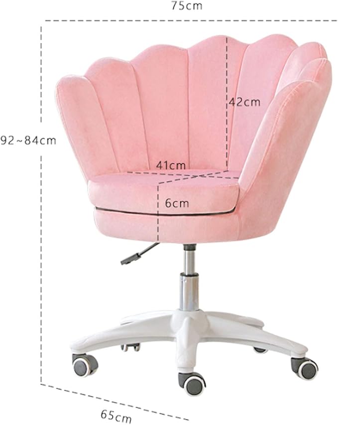 Gaming Chair Velvet Leisure Sofa Office Chair Adjustable Height Padded Seat with Casters for Teens Adults Bedroom Study Room (Color : Pink) LuoY-02527