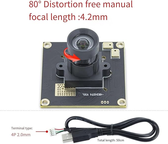 USB Camera Module Featuring IMX274 Sensoring for 4K Imagery 3840x2160 at 30FPS with Digital Microphone Autofocus Option