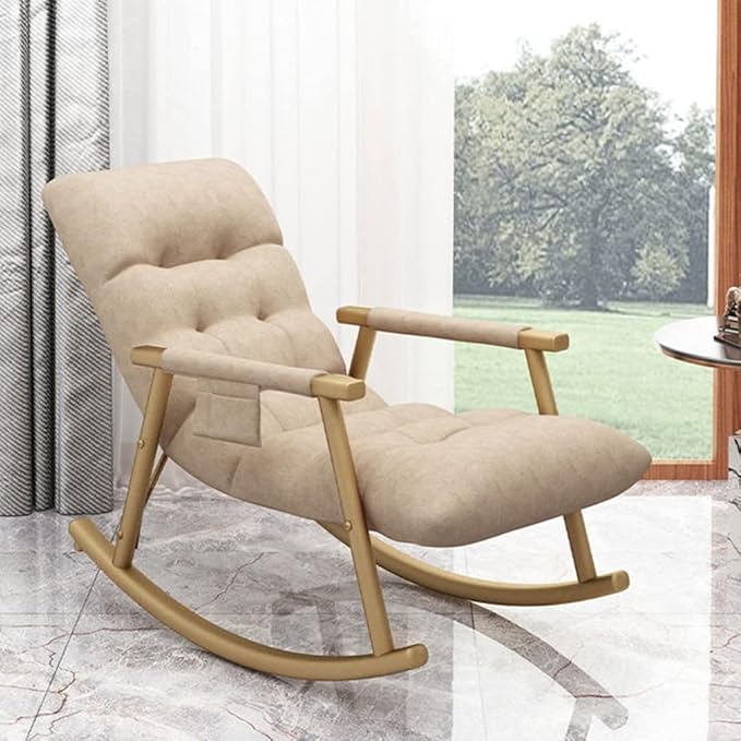 Office Chair Gaming Chair Computer Chair Rocking Chair Nordic Home Single Recliner Casual Lounger Living Room Deckchair Bedroom Balcony Rocking Chair Sofa Lazy Chair (Color : Natural)